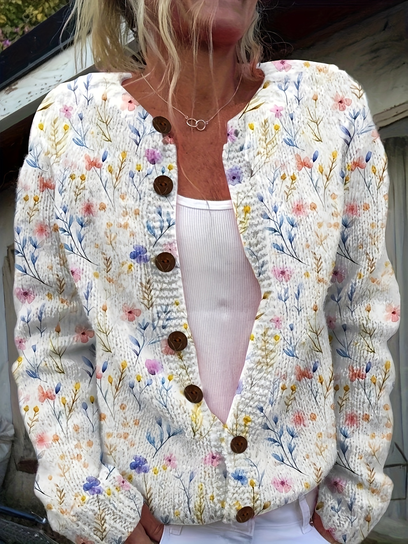 2d floral print style cardigan