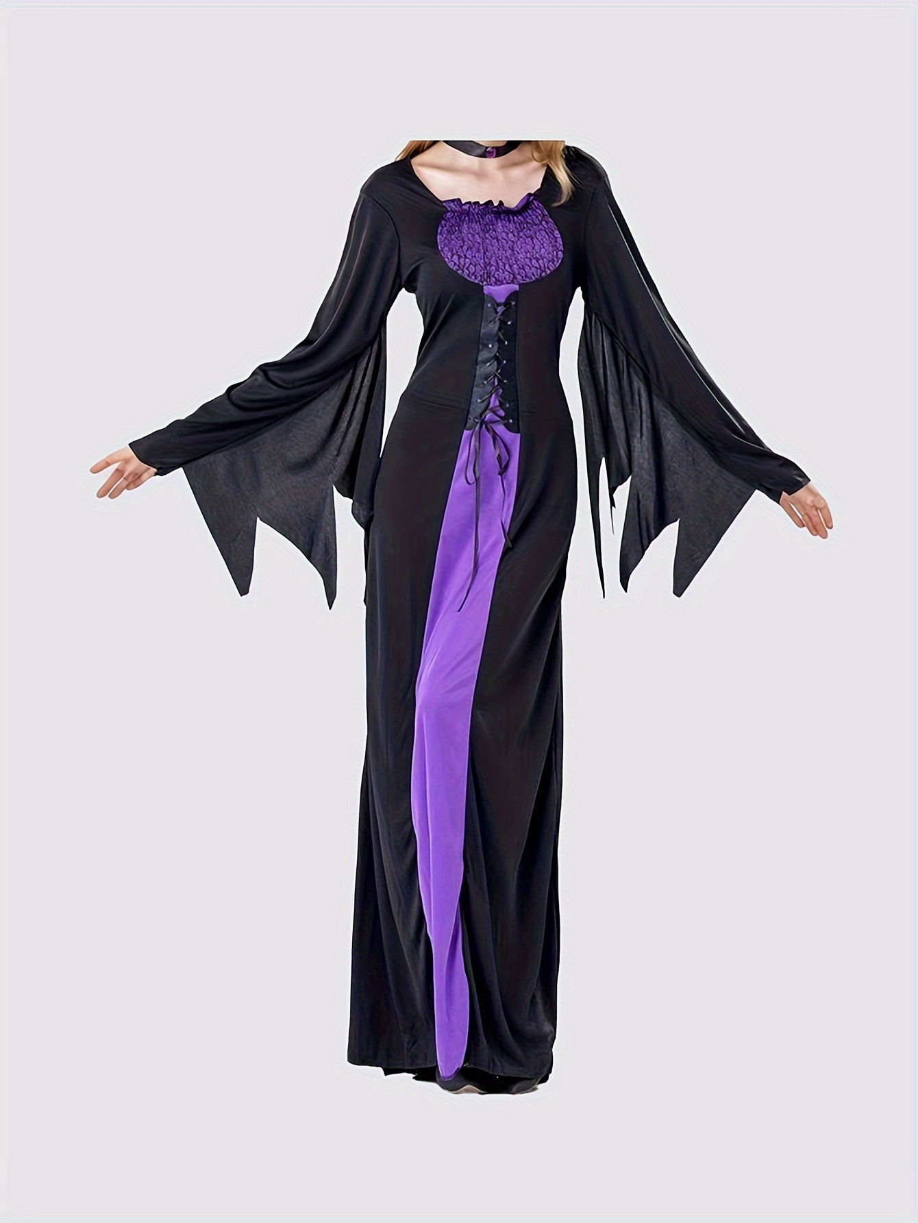 open lace back dress Amazon.com: KatchOn,Halloween Witch Costume for Women - Purple with Black  Hat main image 0