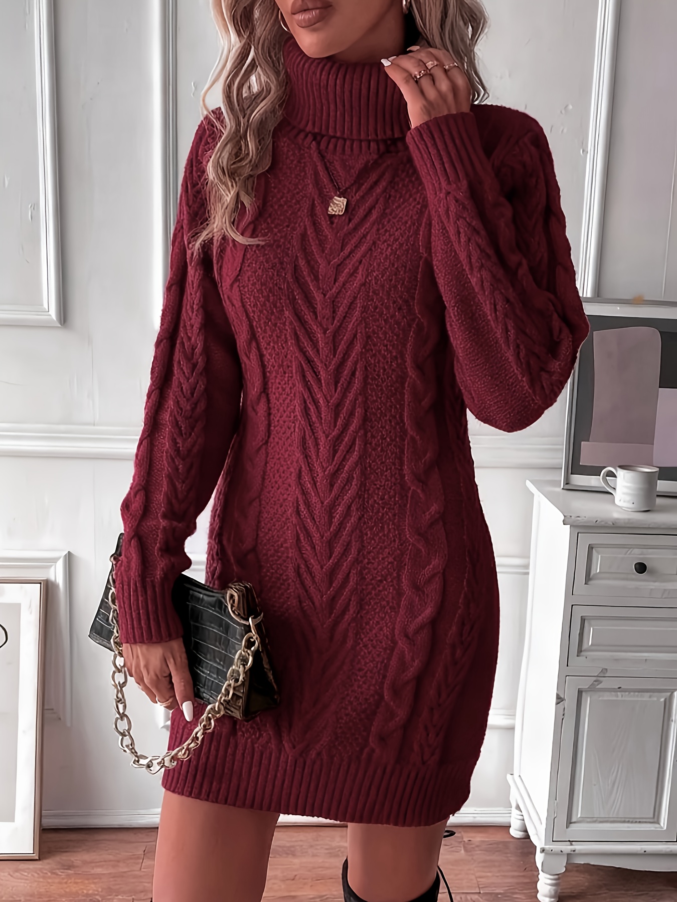Women's Cable Sweater Dress