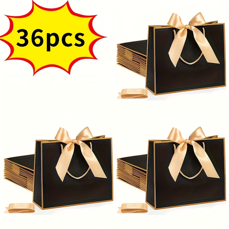 12/24/36pcs Thank-You Gift Bags, 11.8 X 10 X 4 Inches Gift Bags with Bow Ribbon, Paper Gift Bags with Handles, Suitable for Weddings, Bridesmaids, Birthday Parties, And Back-To-School Gifts