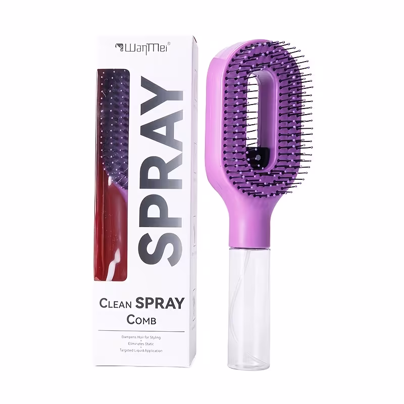 2 in 1 misting hair brush with built in water spray detangling wet dry nylon hairbrush for curly thick hair wet or dry styling travel friendly Product details 1