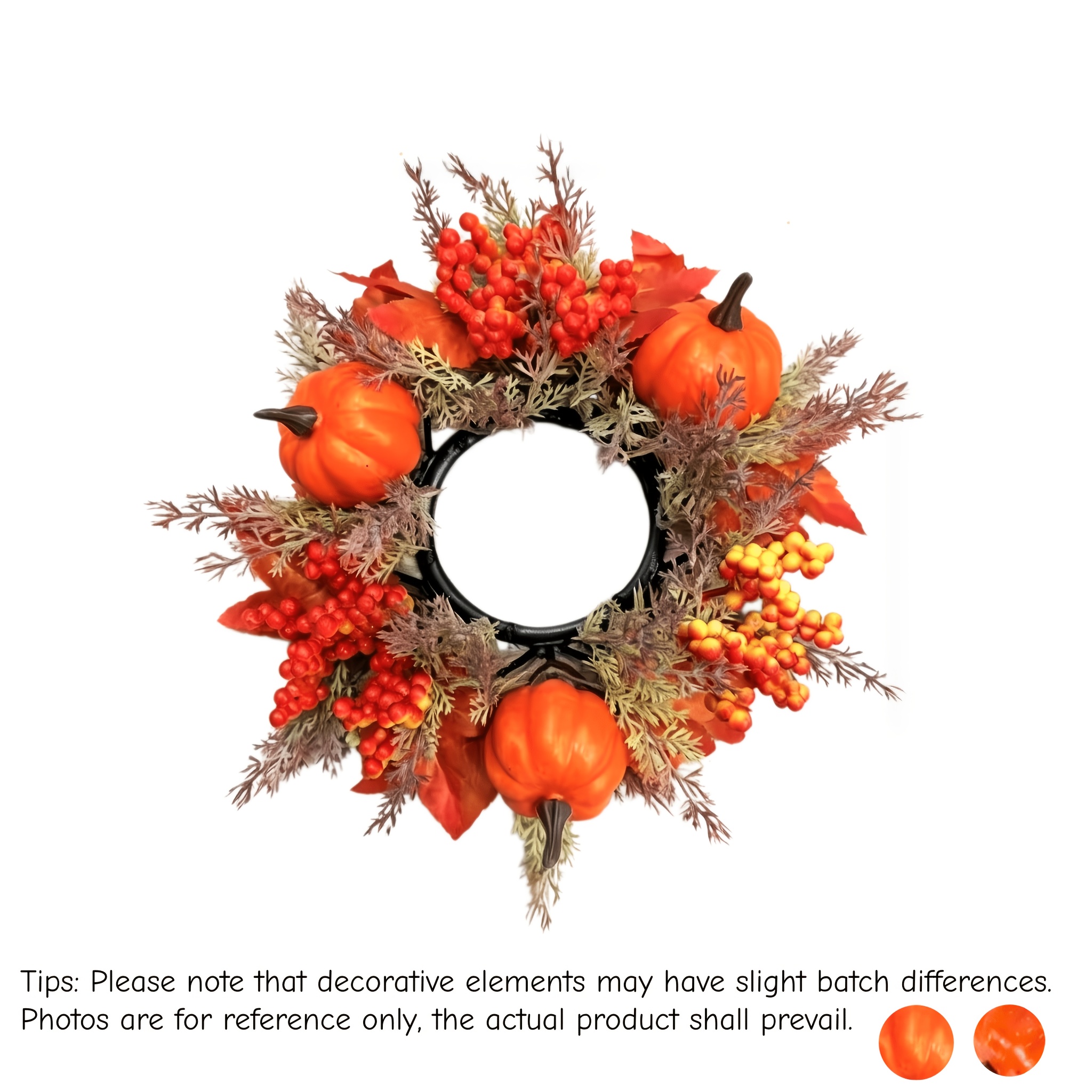 TEMU Thanksgiving Pumpkin Candle Holder Aromatherapy Maple Leaf Small Wreath, Suitable For Thanksgiving, , And Autumn Family Gathering Tabletop