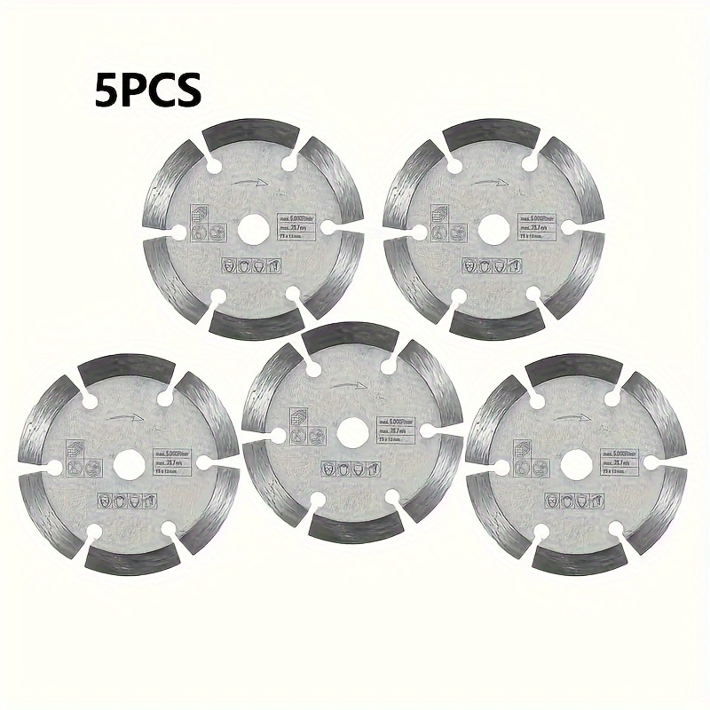 

5 Pcs 3" Diameter Diamond Saw Blade, 75mm O.d., 10mm H.d., Mini Steel Saw Blade For Cutting Tiles, Ceramics, Concrete, Marble