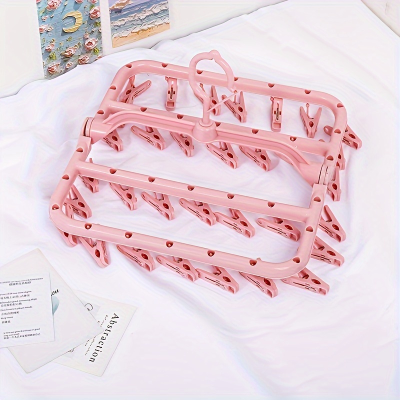 TEMU -saving Folding Drying 32 Clothespins - Plastic, -use For Socks & Underwear, Hanger