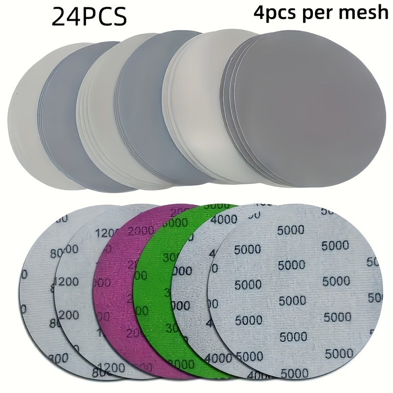 TEMU 24/36pcs 125mm Sanding Discs, Grit Range 800-5000. Hook & Loop Orbital Sanding Disc Set