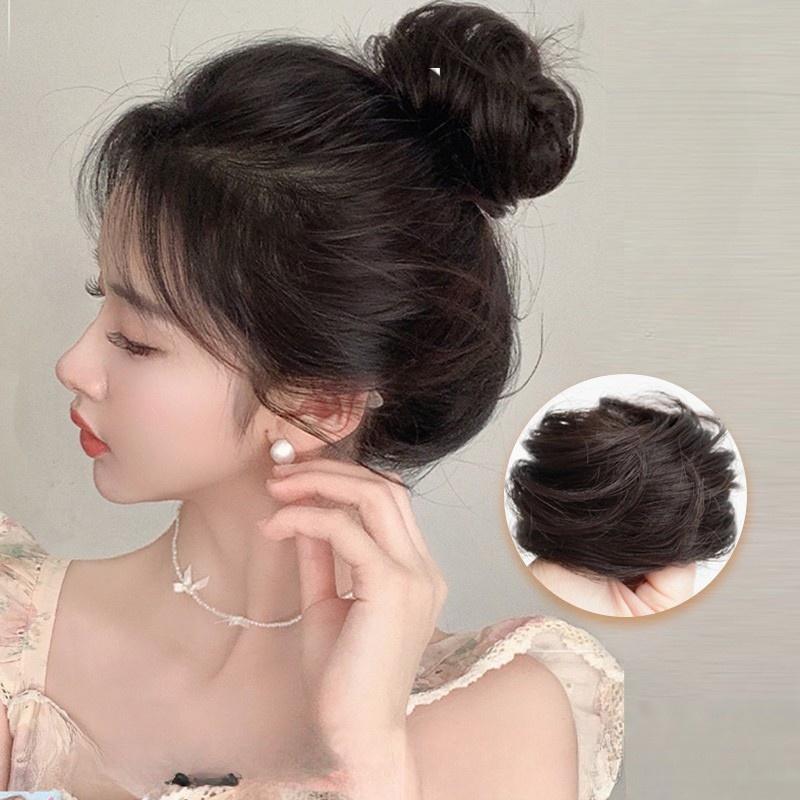 TEMU 【商品名】シュシュウィッグ - おしゃれなアップヘアバンド、レディース合成チョンジュンポニーテール、ブラックとブラウンの万能シュランプスタイル