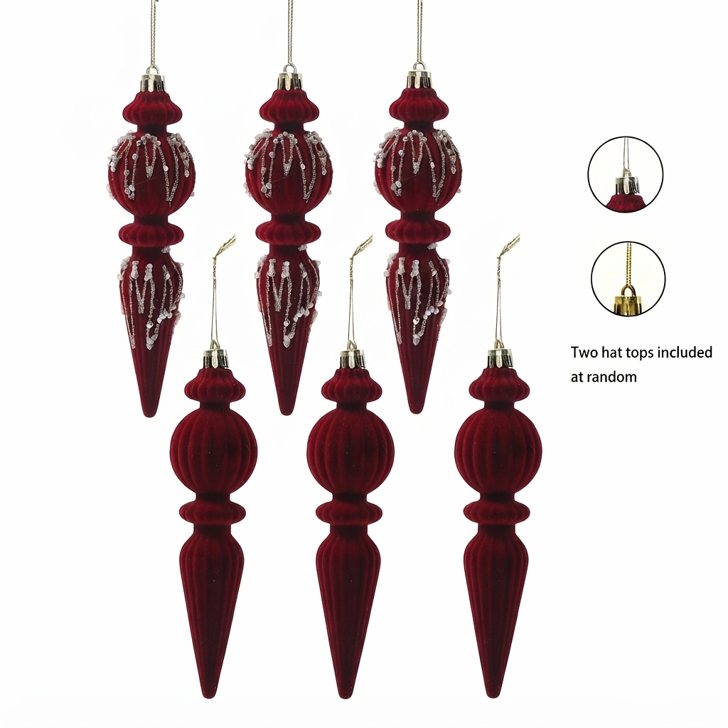 TEMU Set da 6 palline natalizie grandi da 7 pollici in velluto , adatte per alberi di Natale, matrimoni, feste e decorazioni per la casa - Eleganti