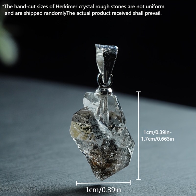 TEMU 1pc Natural Herkimon Crystal Rough Stone Geometric Small Drop Pendant For Couple, Bling Bling Holiday Gift, Fashion Accessories