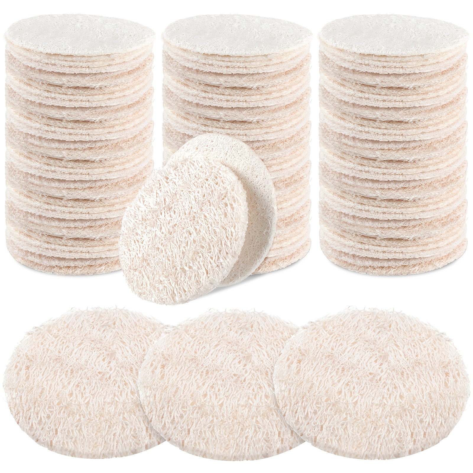 

100pcs Natural Loofah Exfoliating Pads 2.36" - Gentle Scrubber For , Shower, Spa, And Bath Use