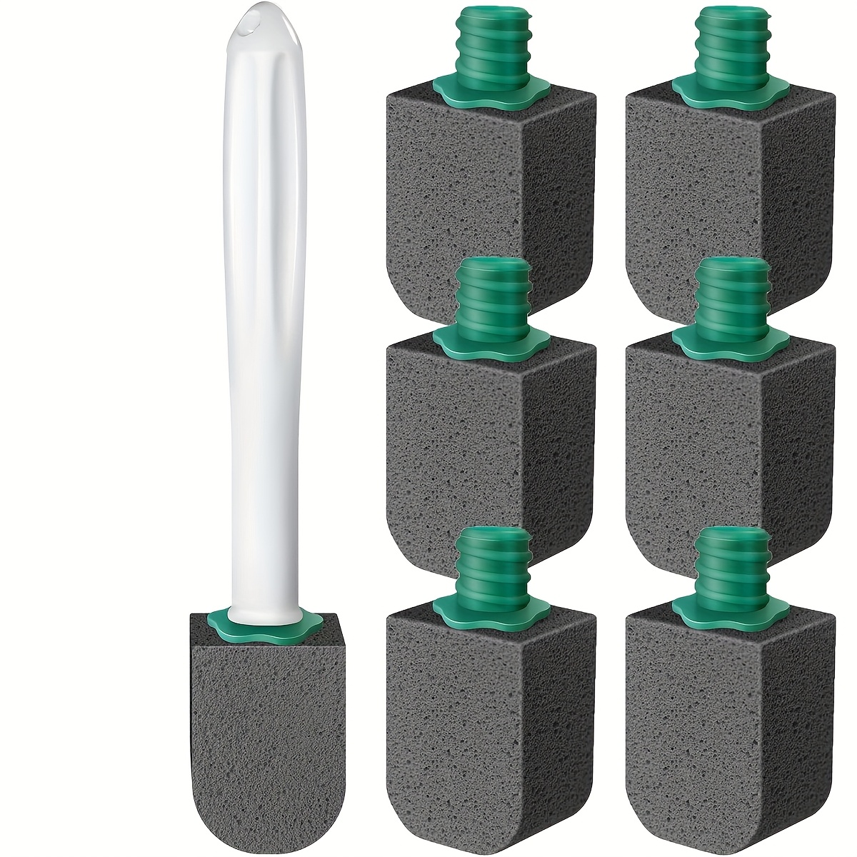 TEMU 6/10/20pcs Pumice Stone Set With 1/2pcs Long Handle Toilet Brush, Pumice Stone Toilet Bowl Cleaner, Pumice Stone For Toilet,toilet