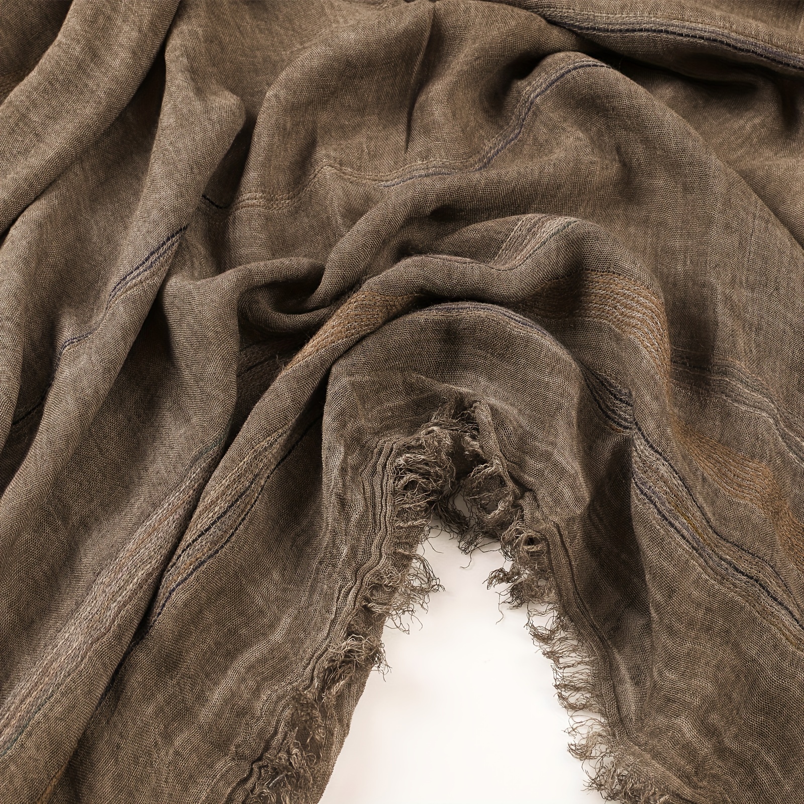 Men's Lightweight Rayon-Linen Scarf - Soft, Striped Fashion Neck Warmer for Fall & Winter details 10