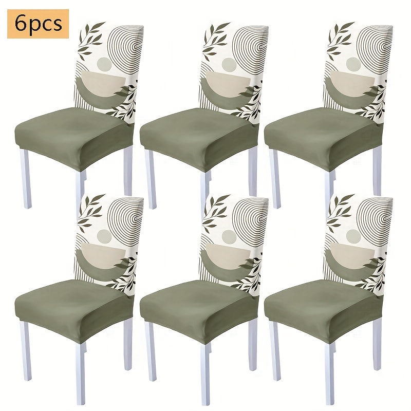 TEMU 4/5/6/7 pièces Housse de Chaise ou Nappe Moderne à Motif Feuille et Géométriques - Quatre Tailles Disponibles, Tissu Élastique en Fibre pour