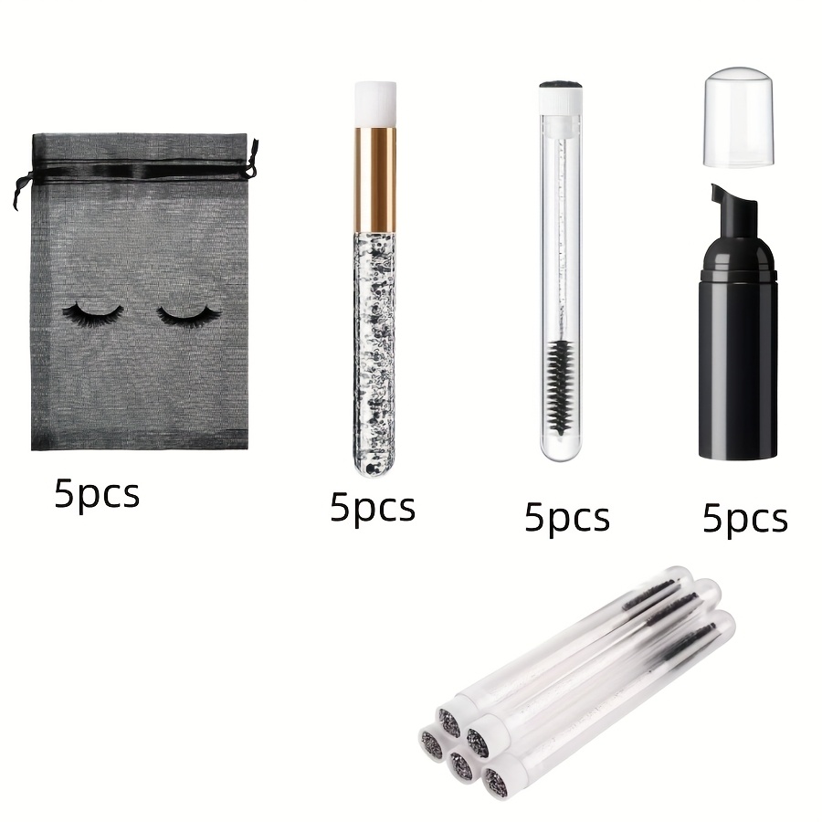 E-shop 12 Stück/20 Cs Wimpernshampoo-Flaschenbürsten-Set, 3 Stück/5 Stück Wimpernshampoo-Spender, 3 Stück/5 Stück wiederverwendbare Wimpernpflege-, 3