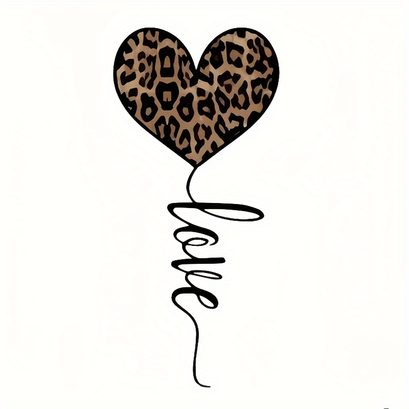 Leopard Print Heart Iron-on Transfer Decal - Washable Diy Patch For T-shirts, Jeans, Hoodies, Handbags & Pillows