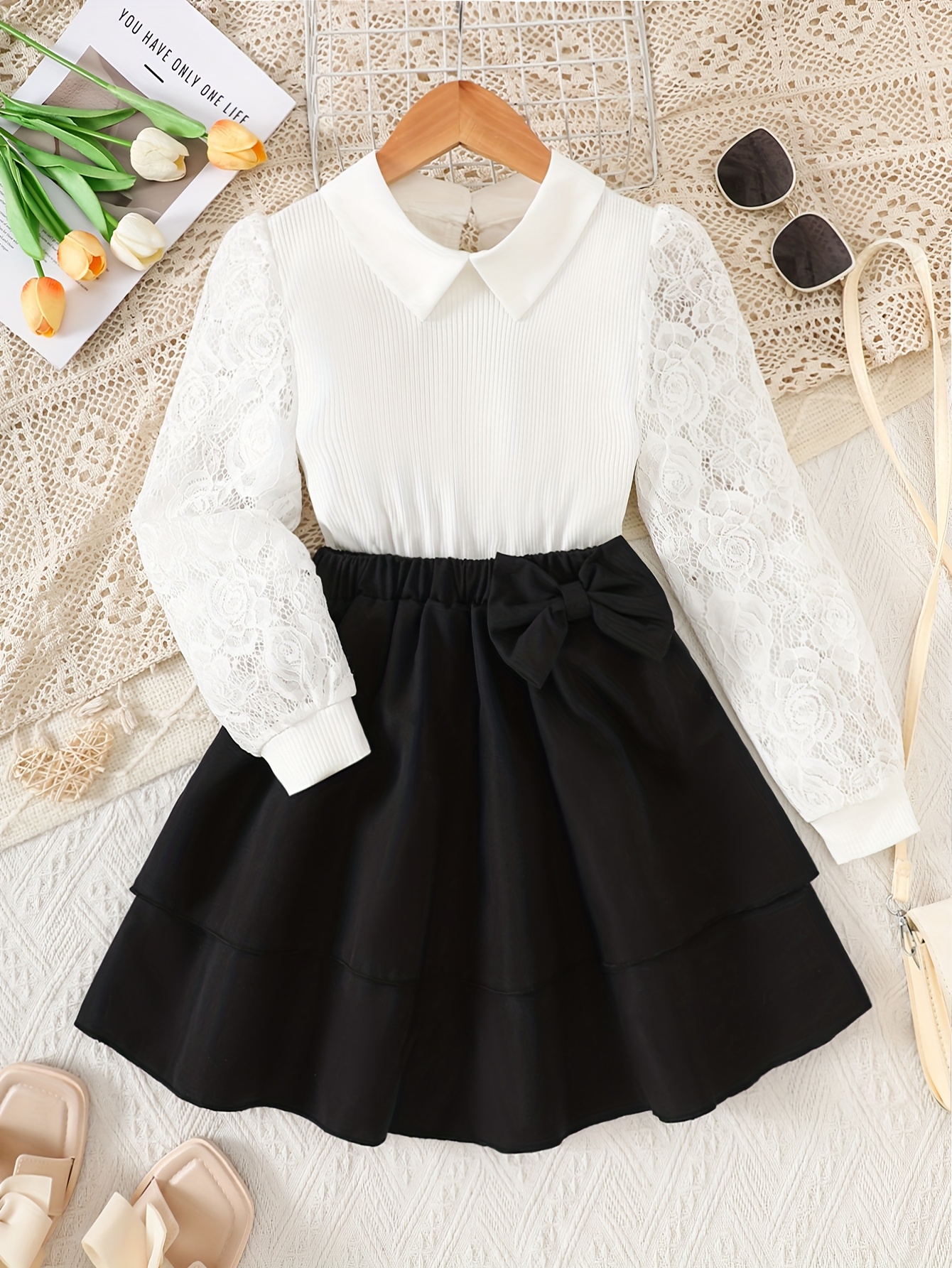 girls 2pcs set tween girl doll collar lace long sleeve - Temu Hungary