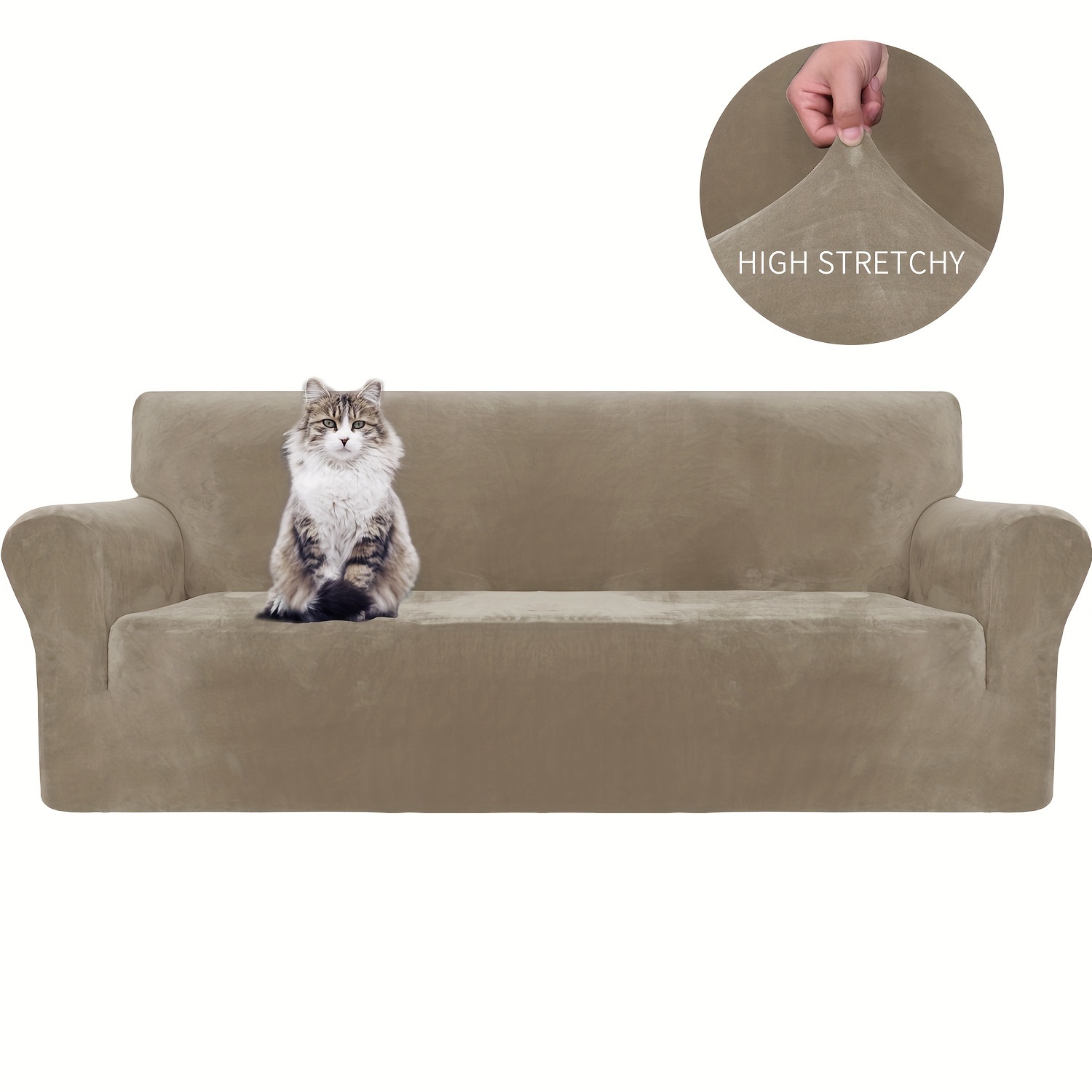 TEMU Velvet Sofa Cover, Soft Plush High-elasticity Sofa Slipcover, Non-slip, Wear-resistant, And Washable Furniture Protector