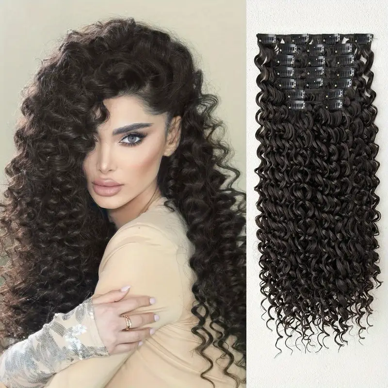 7pcs hair clip with ombre color 18 inch heat resistant fiber synthetic hair piece suitable for womens daily use details 1