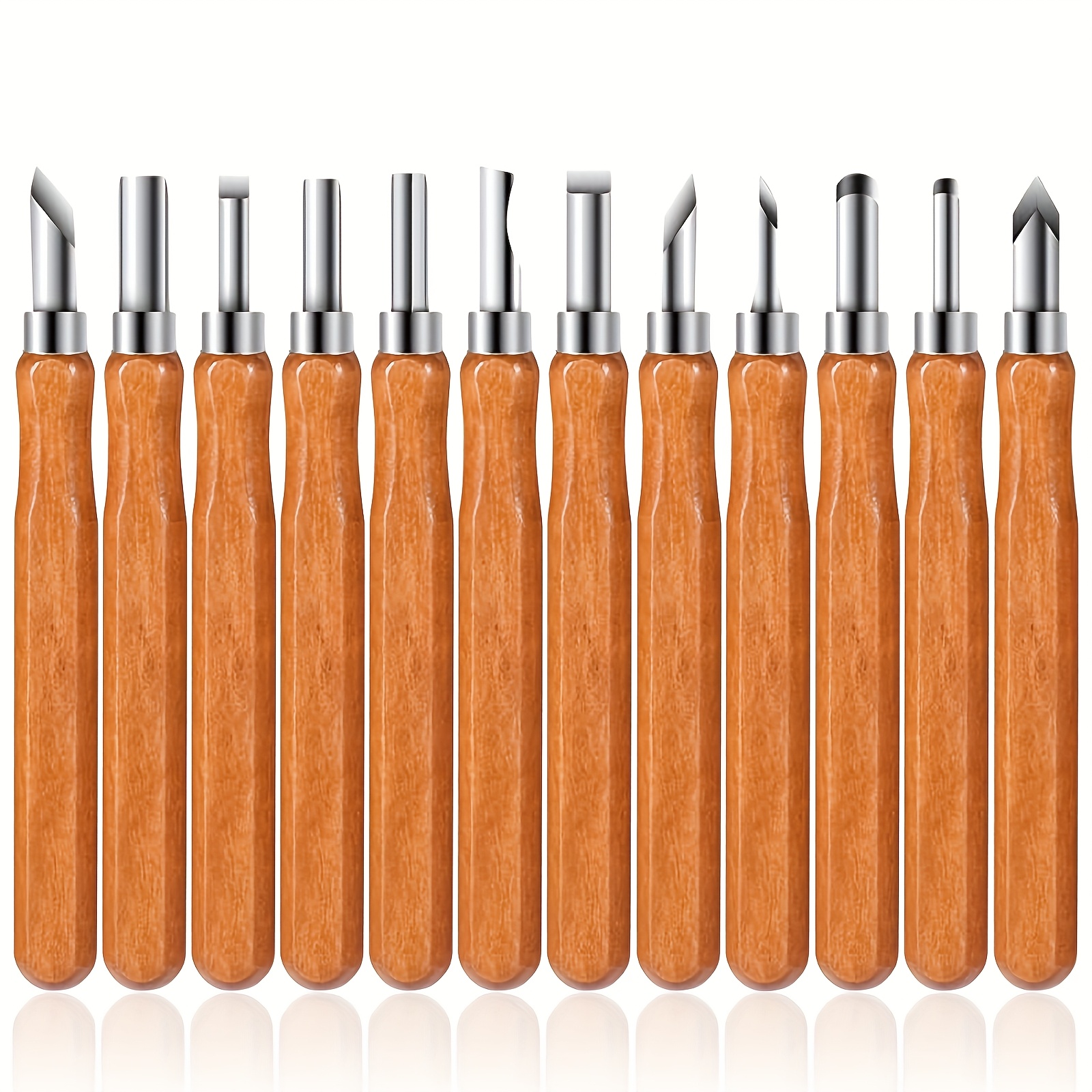  12pcs 목조 조각 칼 세트, 목공 및 고무 스탬핑 및 예술 공예용 정밀 금속 및 목재   나이프, 전기 필요 없음, 목공 도구