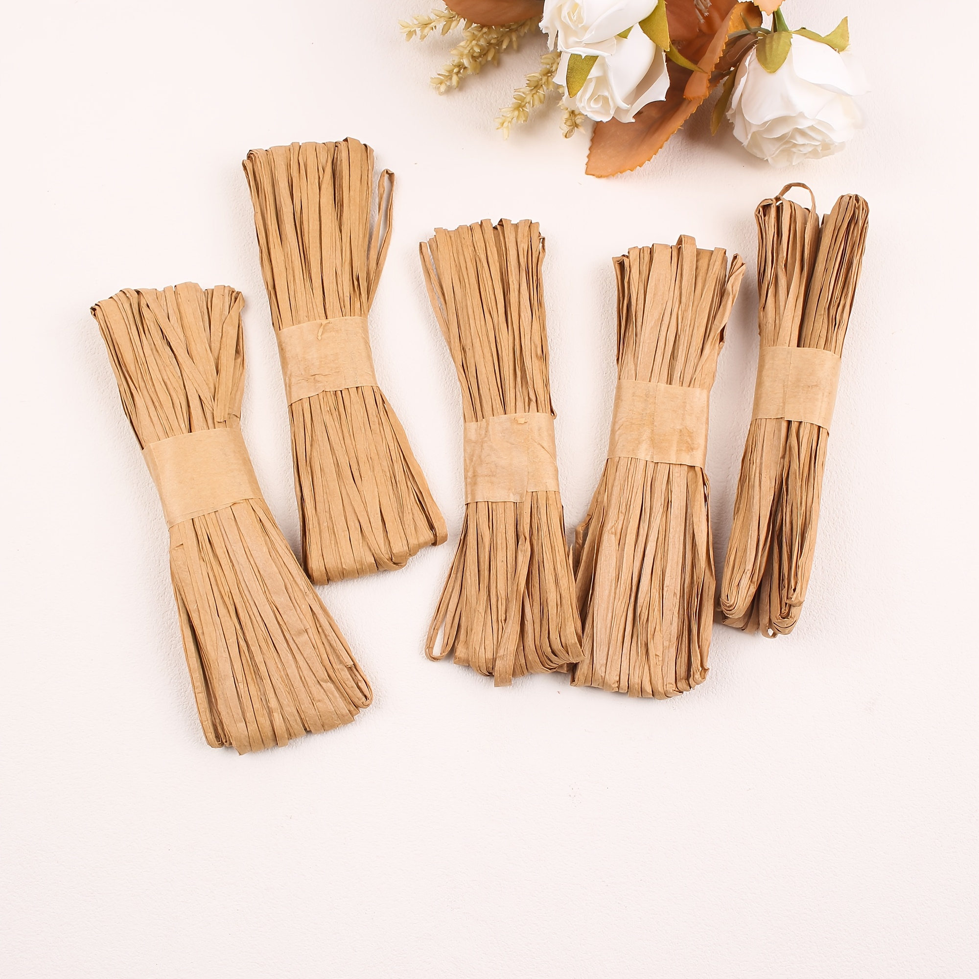 TEMU Cuerda de papel de rafia de color liso, rafia prémium de mate, eleva instantáneamente el estilo de los recuerdos de , cuerda para envolver
