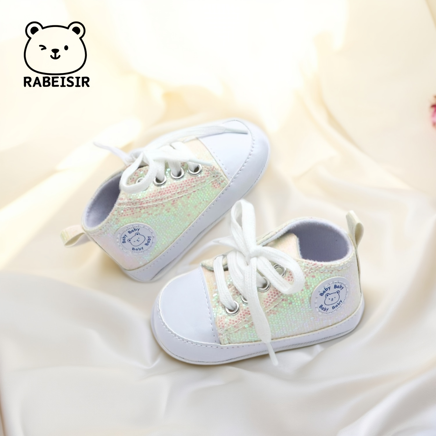 Trendy Comfortable Sequin Sneakers For Baby Boys, Lightweight Non Slip Shoes For Indoor Outdoor Walking, Spring And Autumn