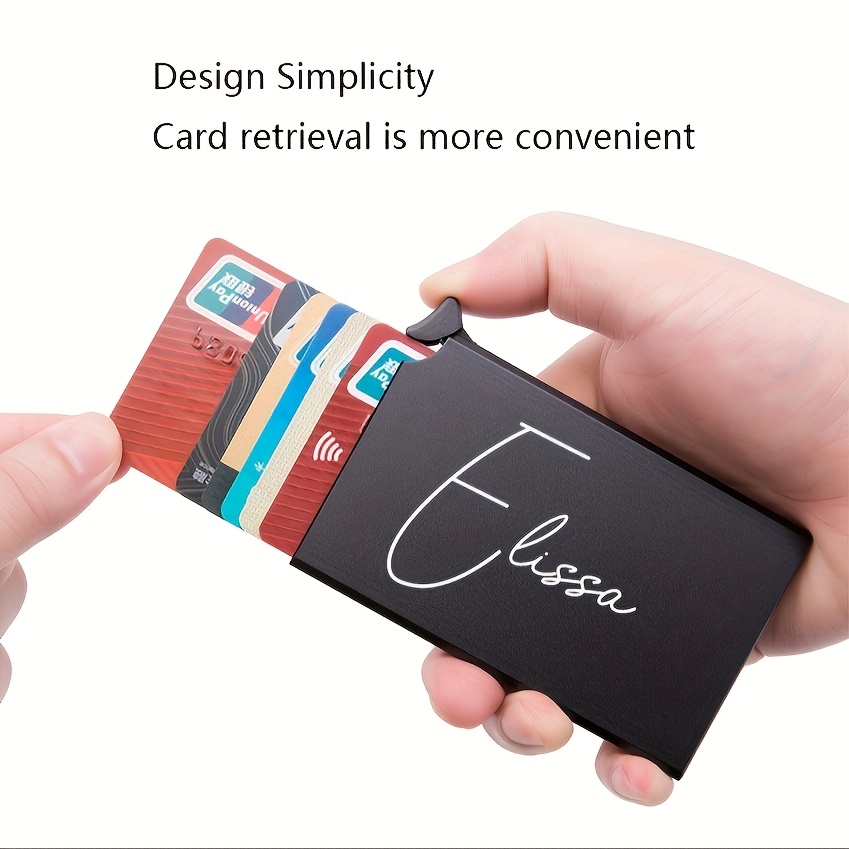 TEMU Customized Rfid Blocking Card Holder, Laser Engraved Photo Or Name, Minimalist Card Case, Perfect Gift For , Husband, Dad, Christmas, Birthday,