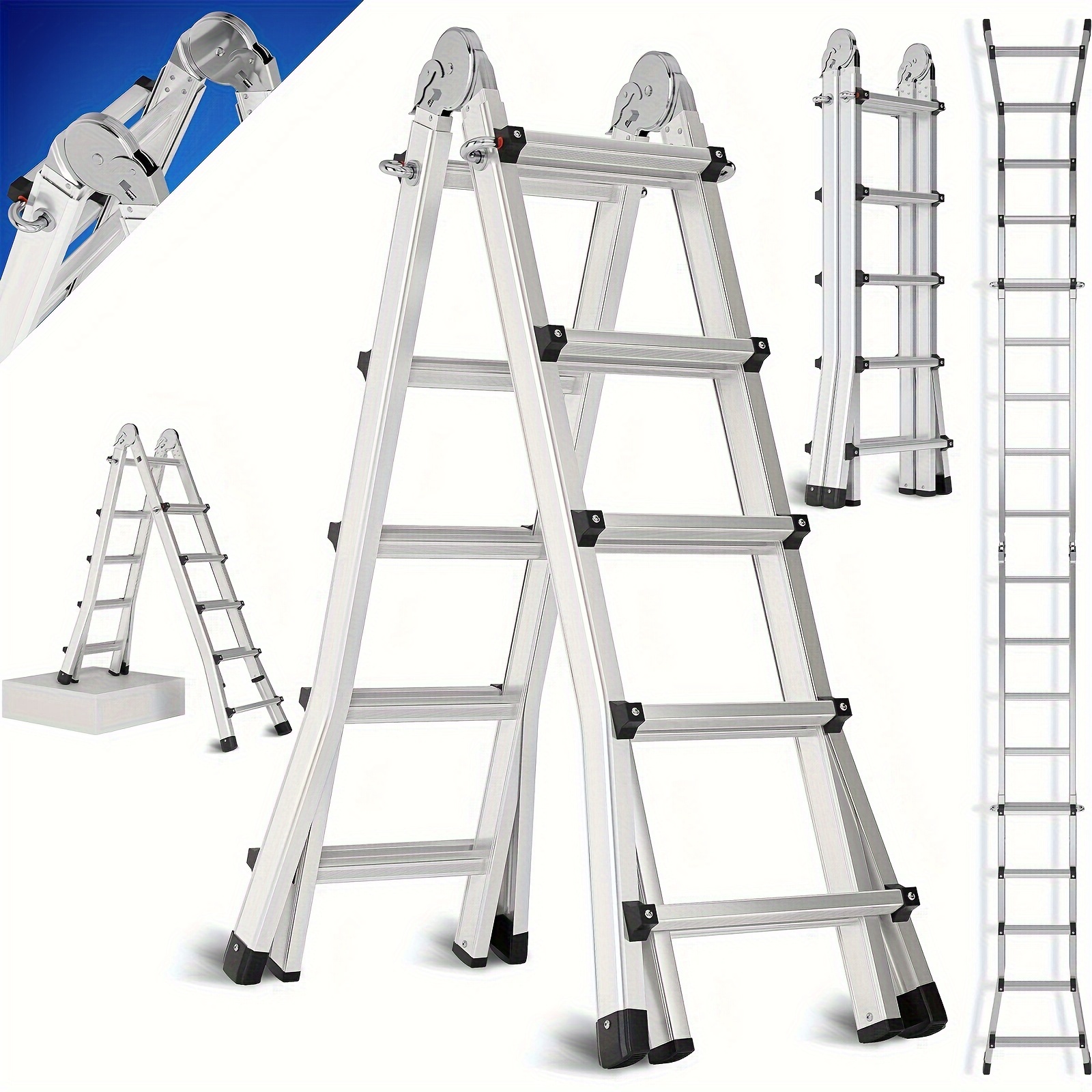 TEMU Telescopic Ladder, 4.8m Ladder, Horizontal Telescopic Ladder, 3in 1 Ladder, Folding Ladder, Stair Ladder, Trestle Ladder, Aluminum Ladder,