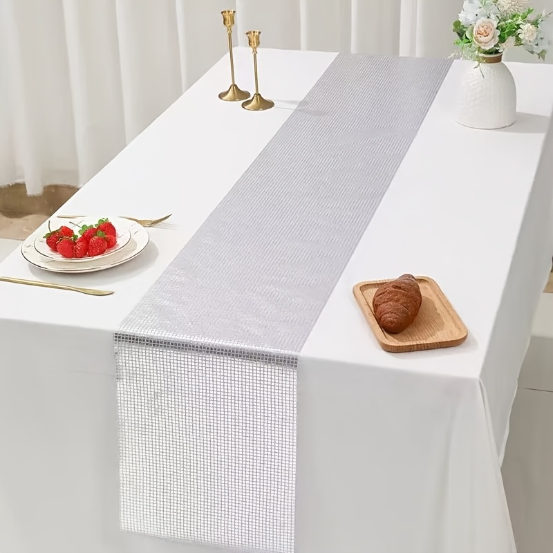 TEMU 1 de caminería de mesa a cuadros de 28 x 275 cm con lámina dorada, ideal para Halloween, Navidad, , recepción de boda, de graduación, decoración