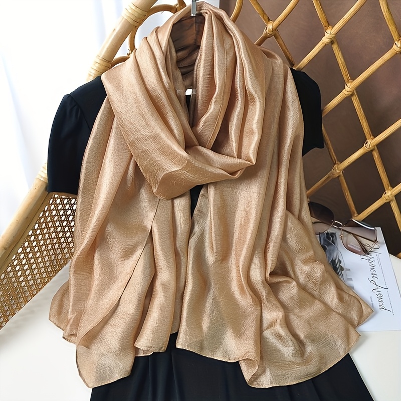 Women's Lightweight Sheer Chiffon Scarf, Elegant Solid Color Wrap