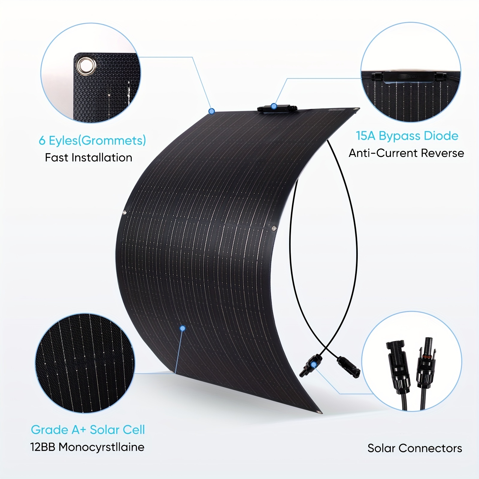 

2pcs 110w Etfe Flexible Solar Panel Equal 220w Solar Panel Monocrystaillne Solar Cell 12v 24v Battery Charge For Rv Boat Car Home