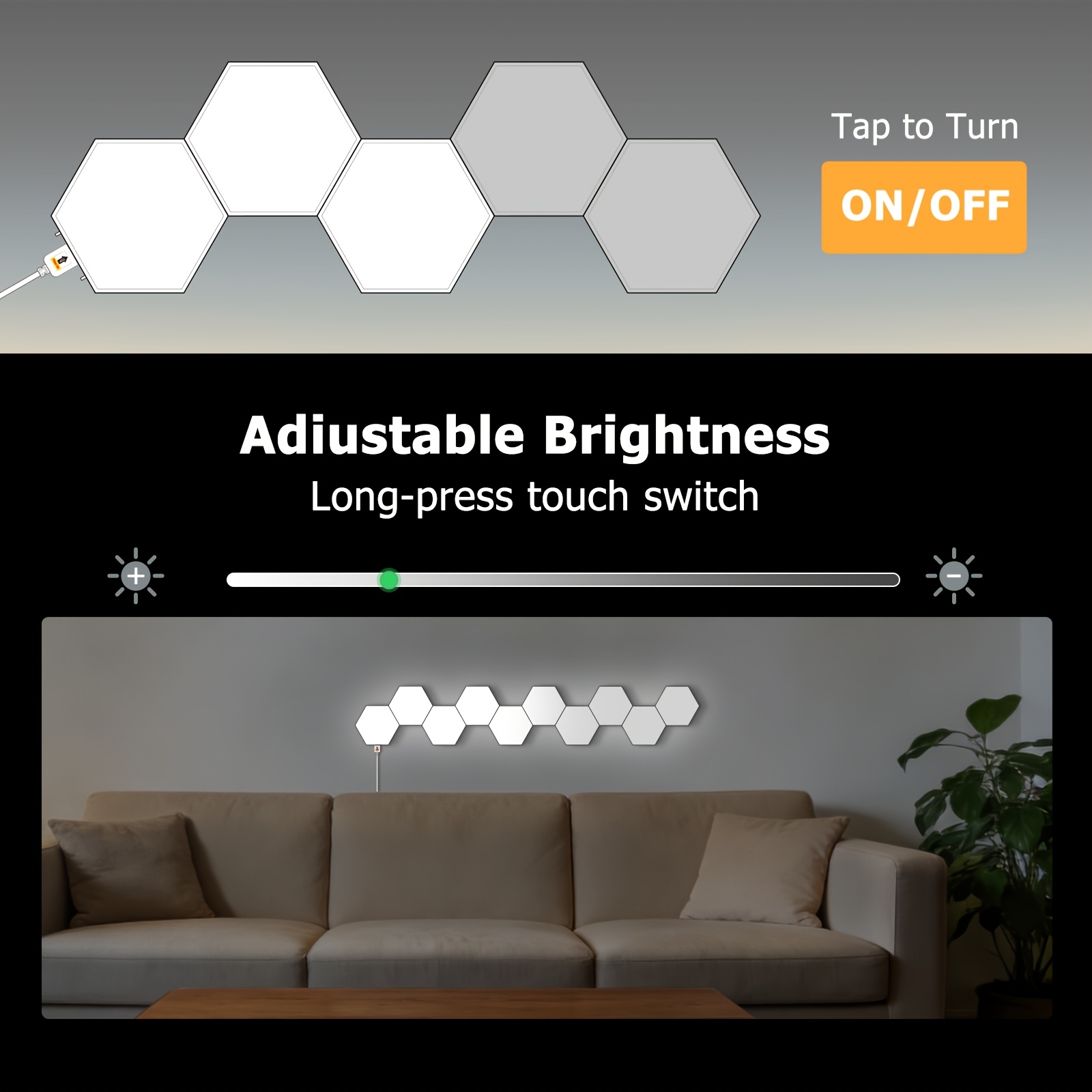 Smart Touch White Light Panel, Portable Wall-Mounted Light