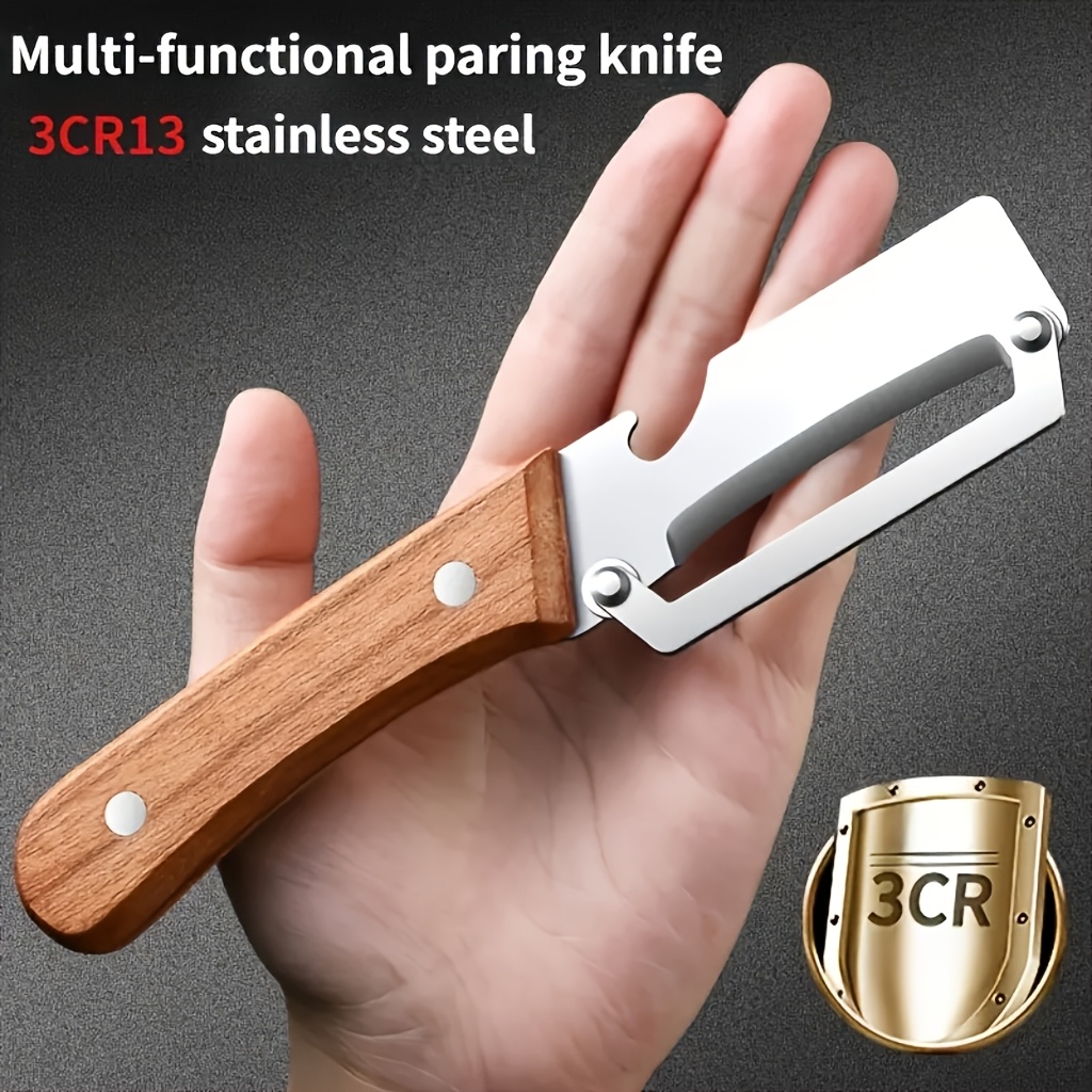 the 1pc new multi functional solid wood handle stainless steel sharp peeler is an essential kitchen tool for   and quickly peeling fruits and vegetables Product details 0
