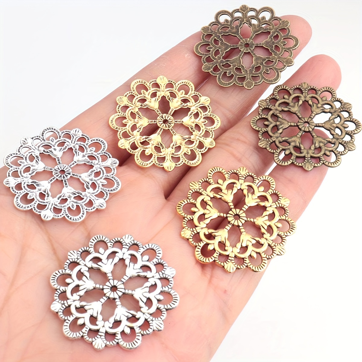 

30pcs 1.2" Silvery & Bronze , Round Alloy Pendants For Making - For , , Watches