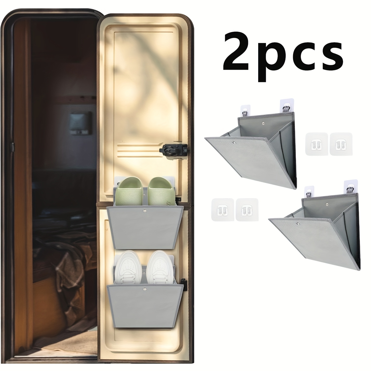 2/4   Shoe Rack, RV Shoe Rack, Space Saving Hanging Organizer with Deep Pockets And Metal Buckles, Each Pocket Can Hold 1 Pair of Shoes - Self-  Design, Suitable for Rvs, Homes