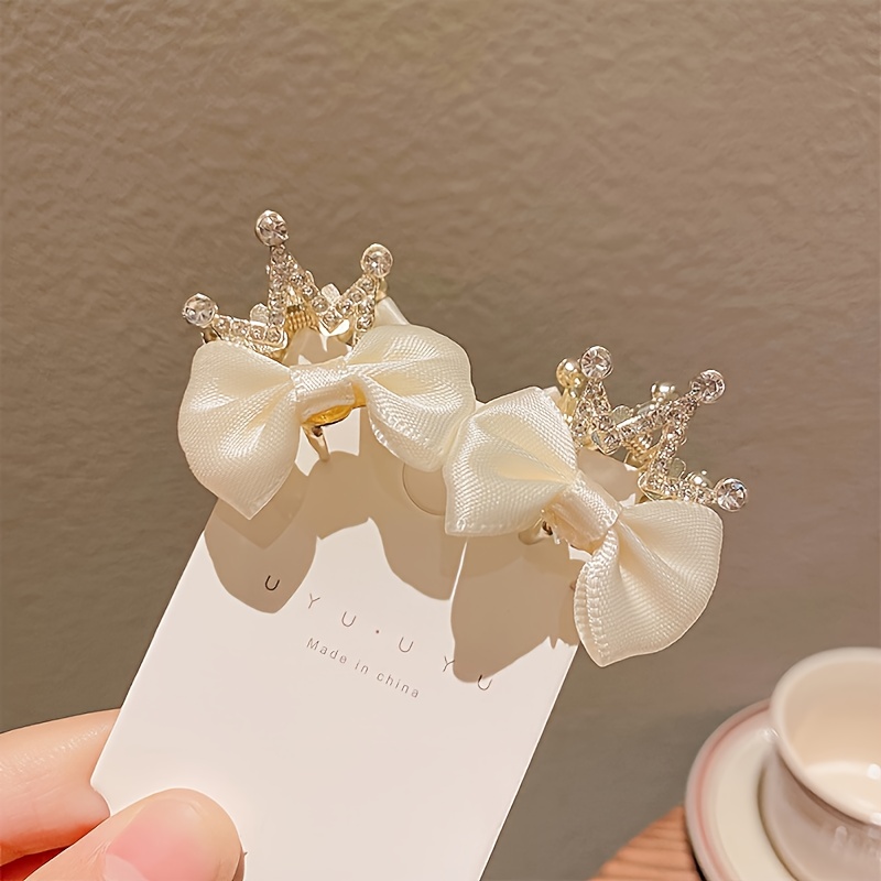 E-shop 2er-Pack Prinzessinnen-Kronen-Haaraccessoires, hochwertige rote Schleife, elegante dreidimensionale Krone, kleine Klemme für Spliss Haarpartien