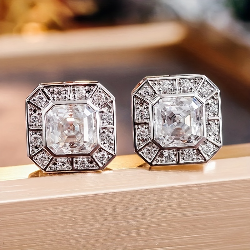 E-shop Exquisite und minimalistische quadratische Zirkonia-Ohrringe für Damen, für Hochzeiten, Partys und hochwertige Schmuckgeschenke für Jubiläen, um