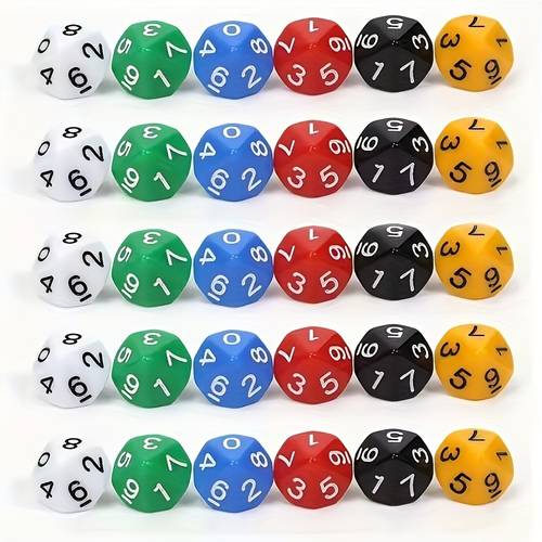 【アクリル製】カラーダイス 10面 0-9数字 ダイス シングルカラー ボードゲーム ゲームパーティー 誕生日パーティー