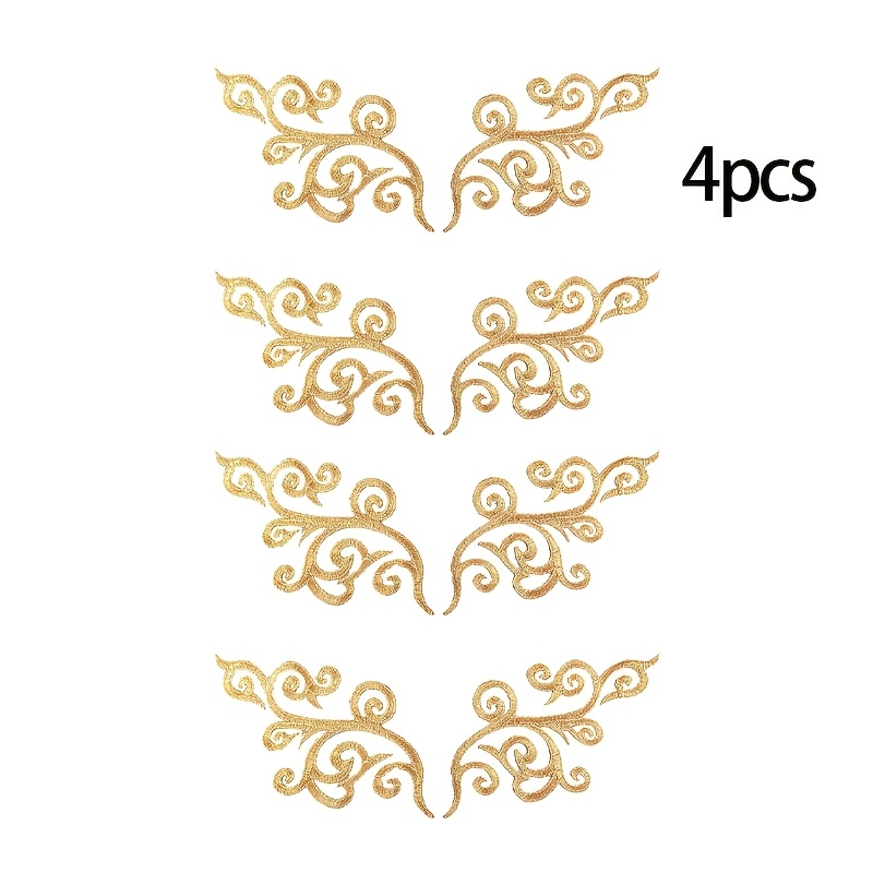 E-shop Set mit 4 Vortex Design Bügelmarken mit goldenem Stickerei, kann mit Nadel oder Bügeleisen aufgenäht werden, zum Verzieren von Artikeln wie