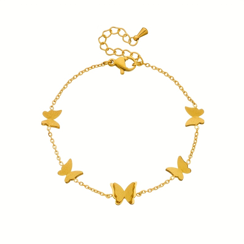 Golden Butterfly Bracelet Stainless Steel Delicate Chain