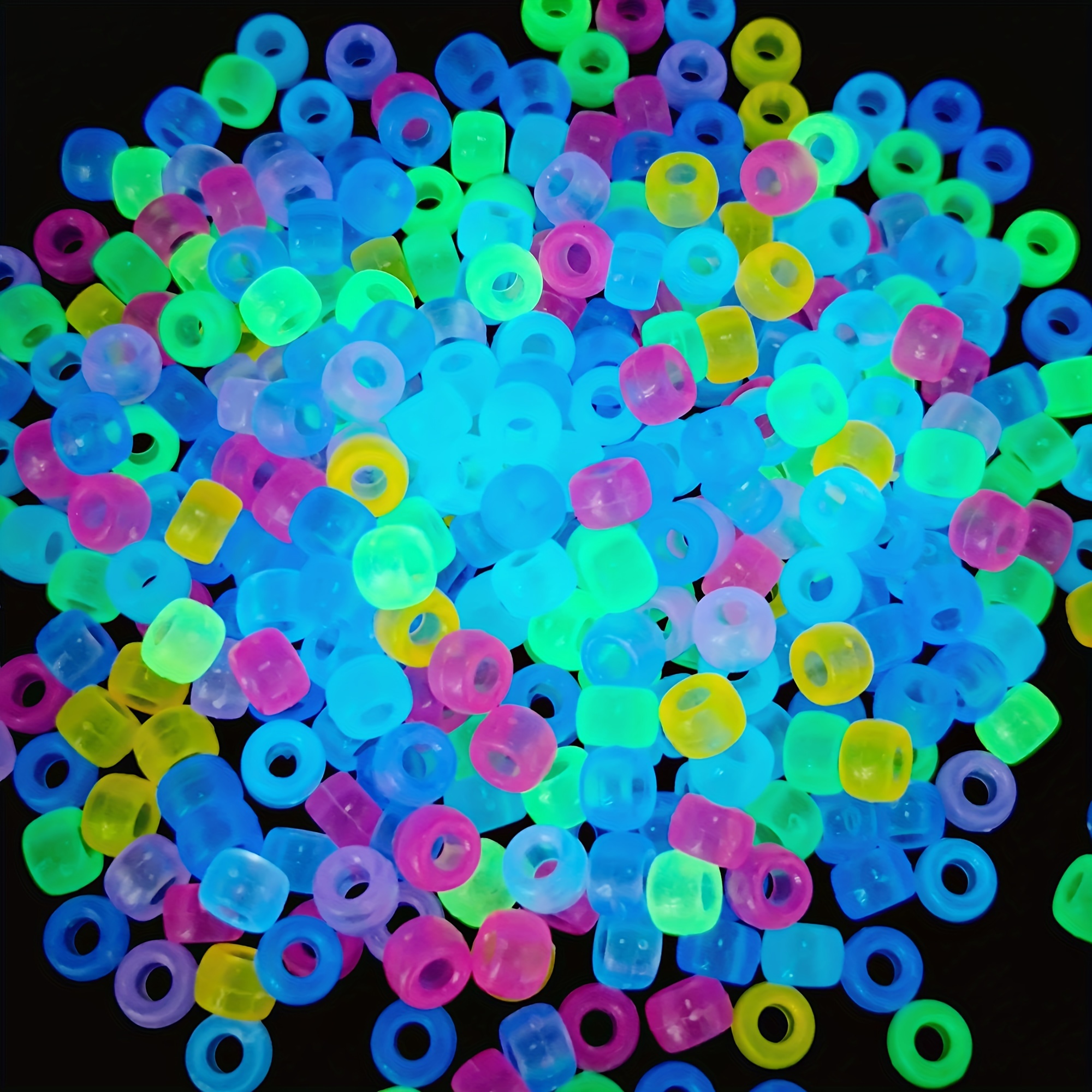 

600-piece Glow-in-the-dark Beads Set - Assorted Colors, Plastic Spacer Beads For Diy Jewelry Making - Ideal For Necklaces, Bracelets & Earrings Craft Supplies