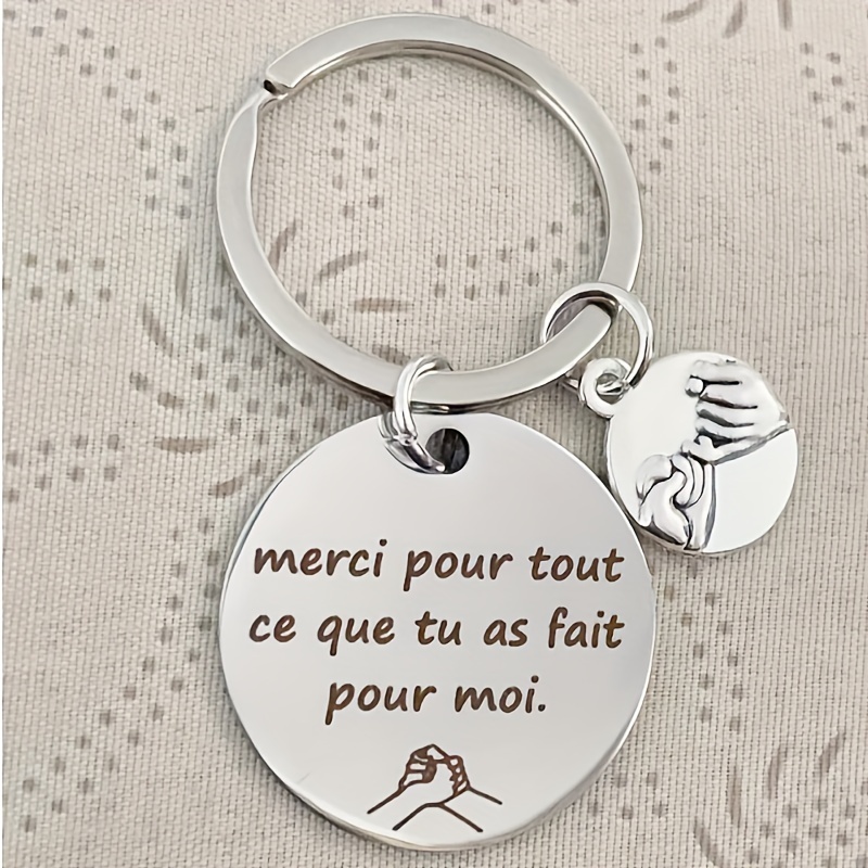 

Merci Porte-clés pour la famille, les amis et les proches - Acier inoxydable, rond, design festif, parfait pour Thanksgiving ou toute occasion