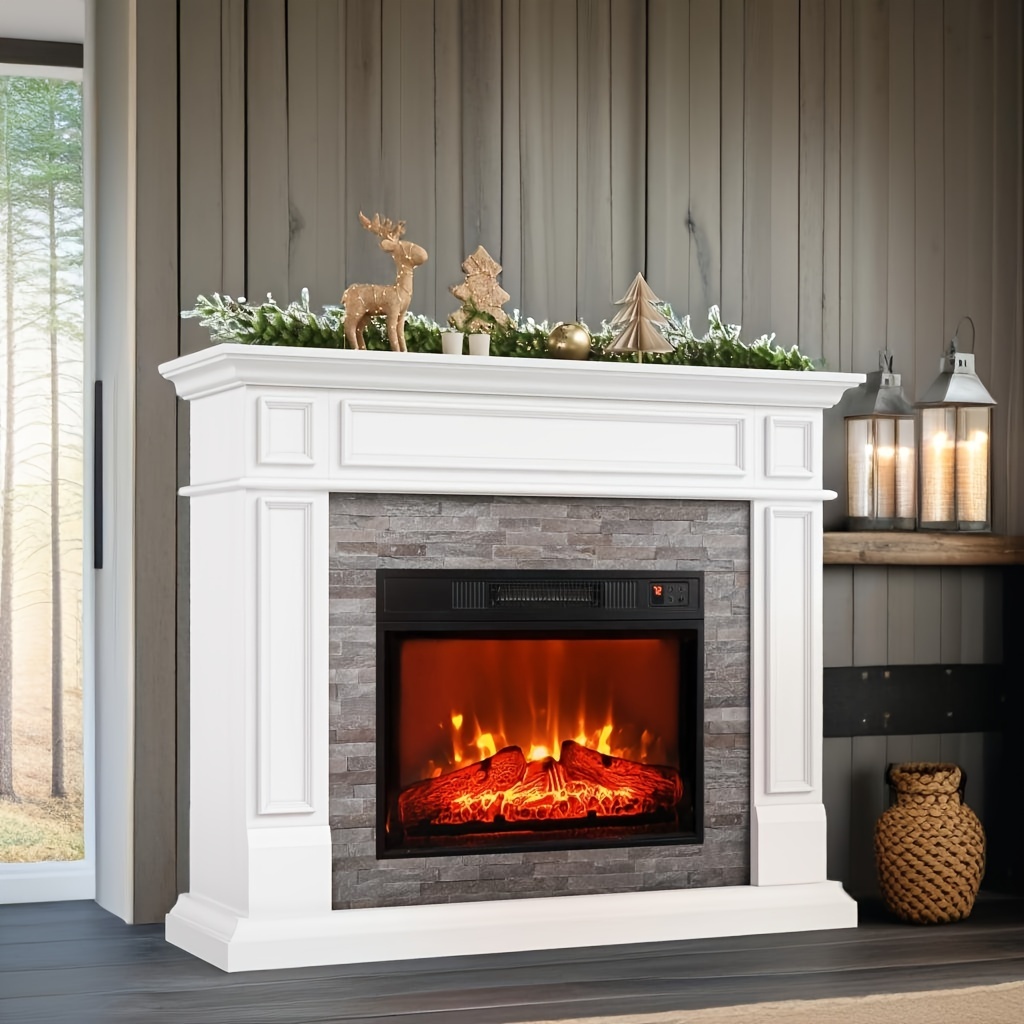 

Modern 44" Electric Fireplace Heater , Tall Fire Place Heater Freestanding With Remote Led Flame For Living Room Bedroom