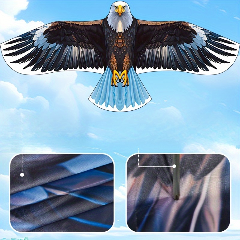 TEMU 1pc Large Eagle Kite With Free Handle & String, Durable Polyester For Beginners, Ideal For Beach & Park Fun, Perfect Family Entertainment Gift,