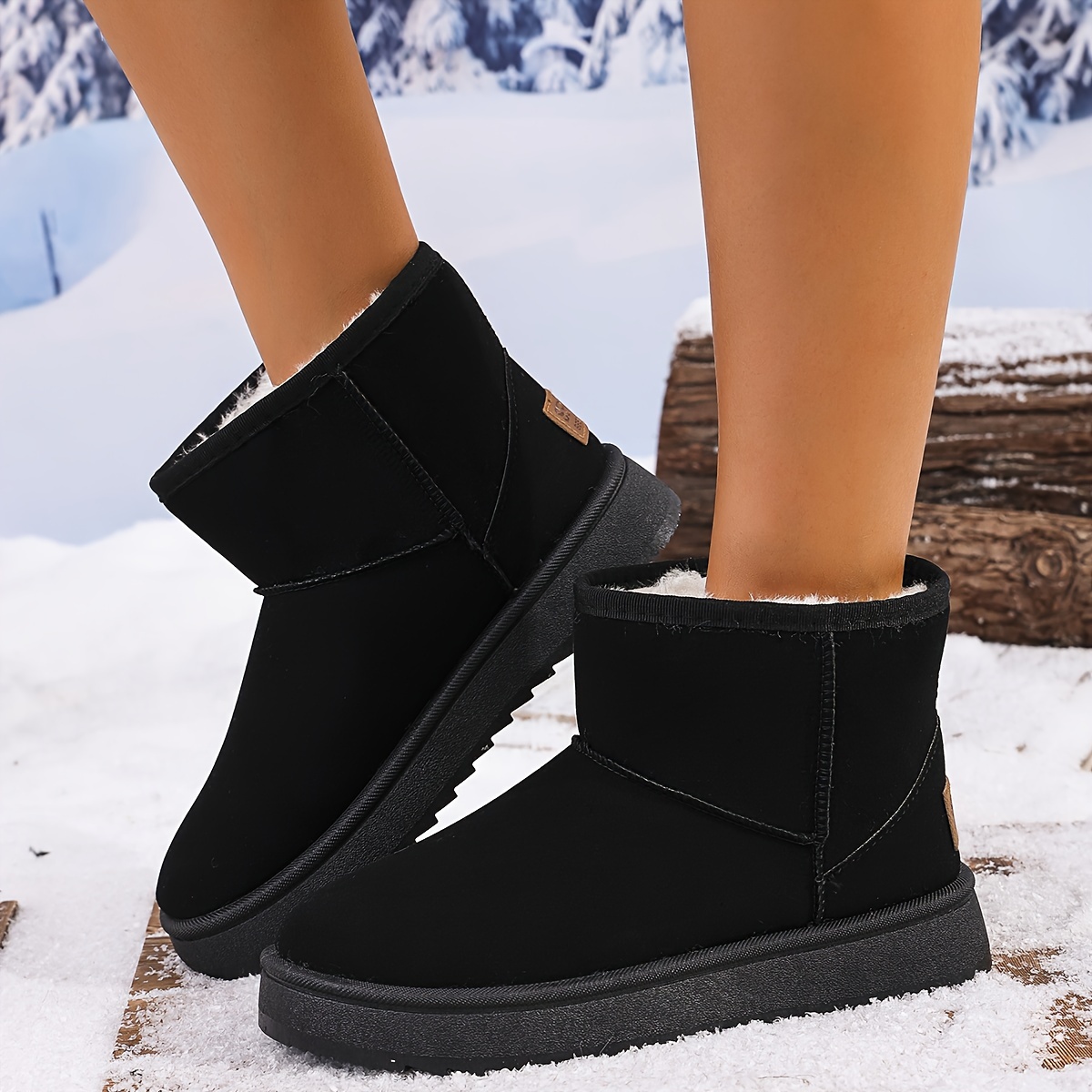 

Women's Boots, Non-slip Thickened Cotton, Solid Color, Round Toe, Fabric Insole, , Outdoor Footwear