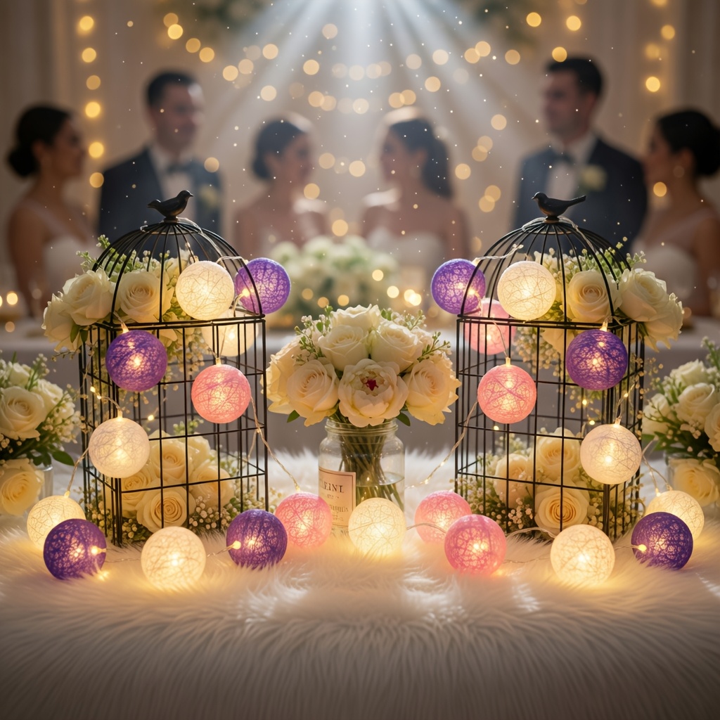 Image of 1 Pack Battery String Light Indoor Ball Lanterns - Color Lighting Hanging Deco For Bedroom Party - Christmas Gifts For Adults