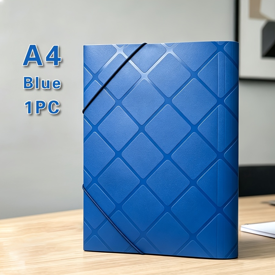 TEMU 1 pz/4 pz A4 in plastica con elastico, organizer per documenti con texture a diamante, custodia per documenti formato per forniture per ufficio,