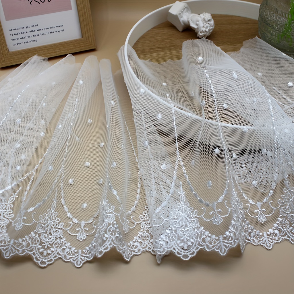 

White Mesh Lace Trim - 1pc, Elegant Lolita Dress & Skirt Hem Embellishment, Sewing And Knitting Supplies For Home Decor