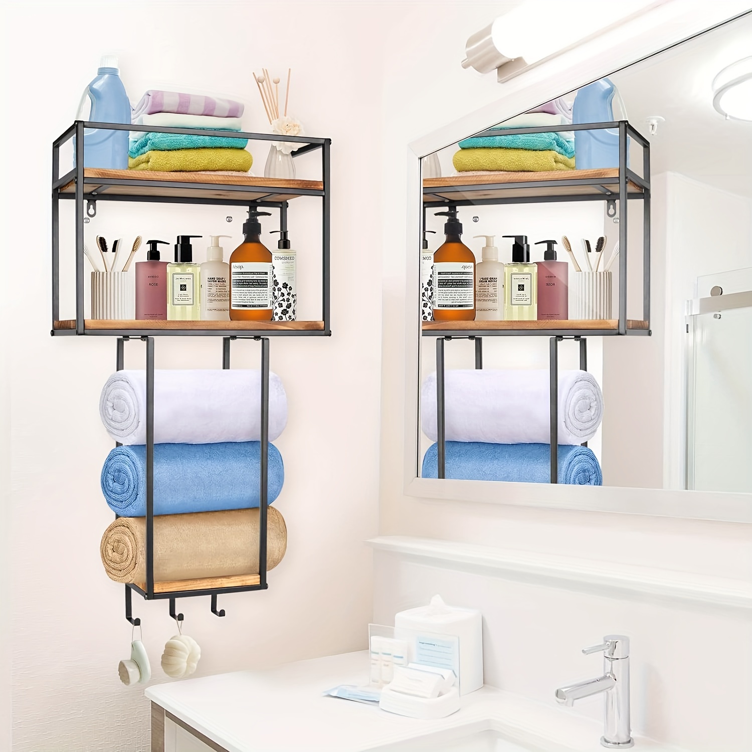 Bathroom Storage Bathroom Towel Wall Rack Costway Wall Mount