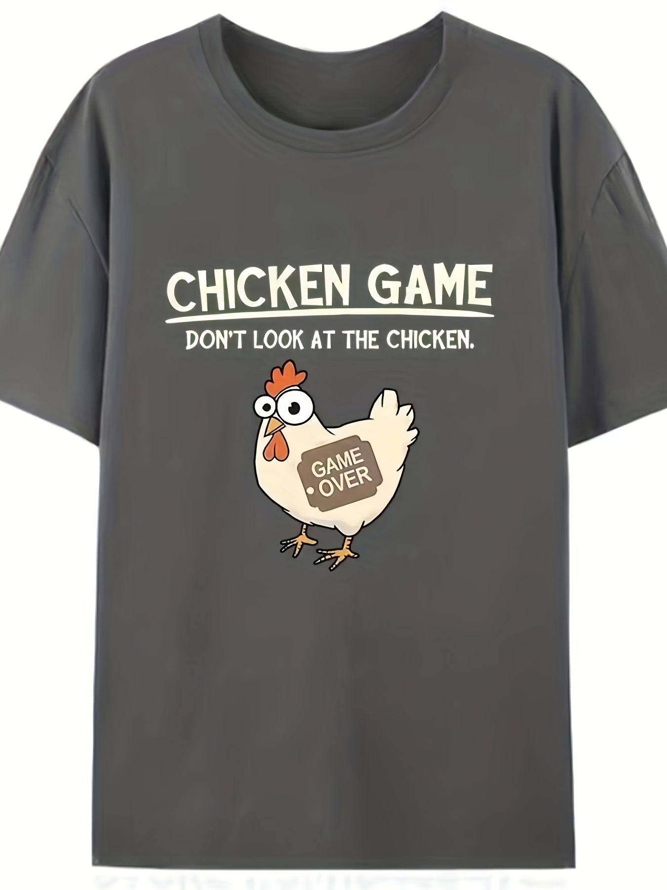 mens comfortable and fitted t shirt featuring a fun cartoon chicken design for the   0