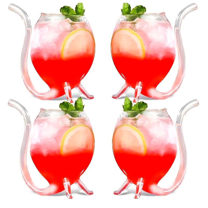 Image of 4pcs Set With Built-in Straws, Perfect For Halloween Parties And Cocktails – Transparent Vampire Glasses, Juice Cups, Ideal For Bars, Pubs, And Clubs