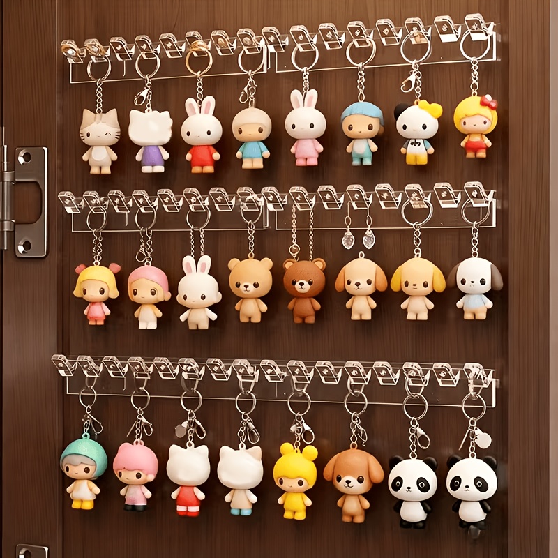 TEMU Ensemble de 6 pièces, Organisateur de bijoux mural transparent en acrylique à 8 crochets - Unité unique avec de crochet à trous, Support de